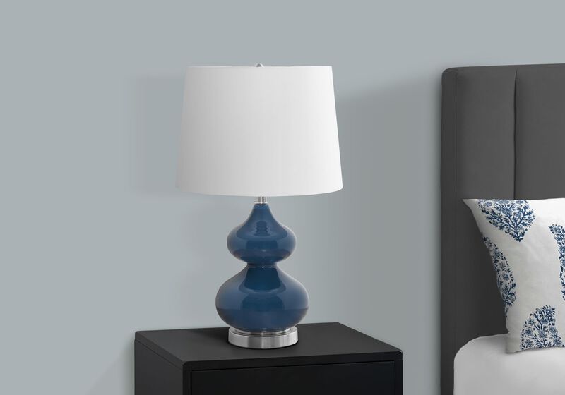 Monarch Specialties 9767, Blue Cream, Contemporary Lighting Table Lamp Glass Ivory Shade, 14" L x 14" W x 24" H image number 3