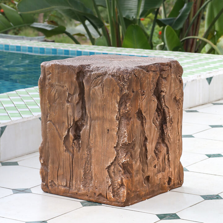 Christopher Knight Home Chasey Rustic Outdoor Stump Shape Lightweight Concrete Side Table