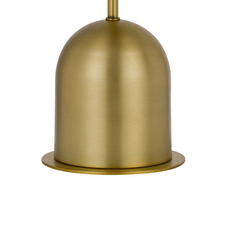20 Inch Metal Accent Table Lamp with Dome Shade, Brass - Benzara