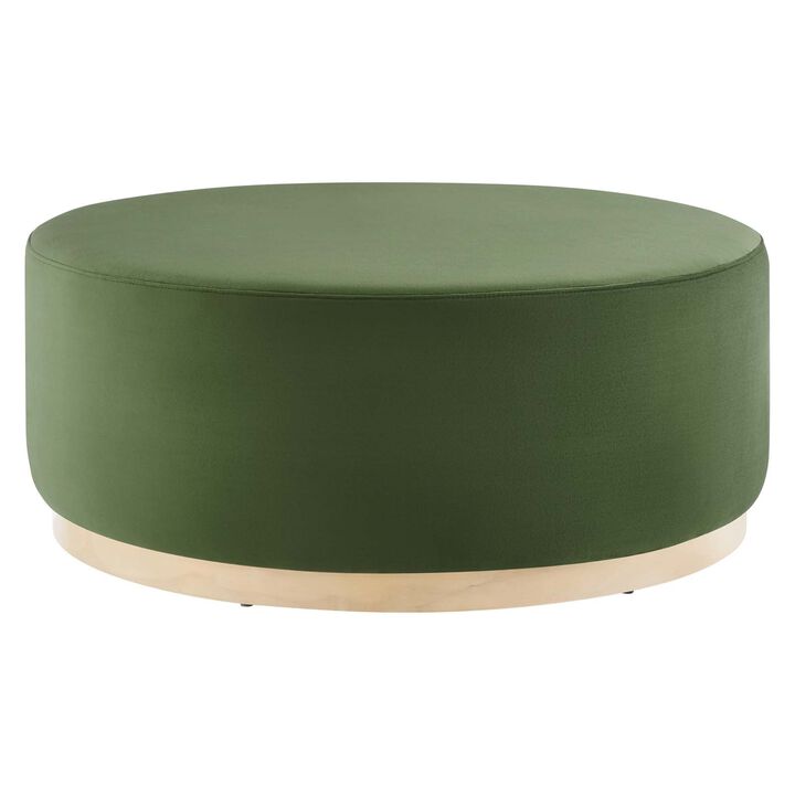 Tilden Large 38 Round Performance Velvet Upholstered Ottoman