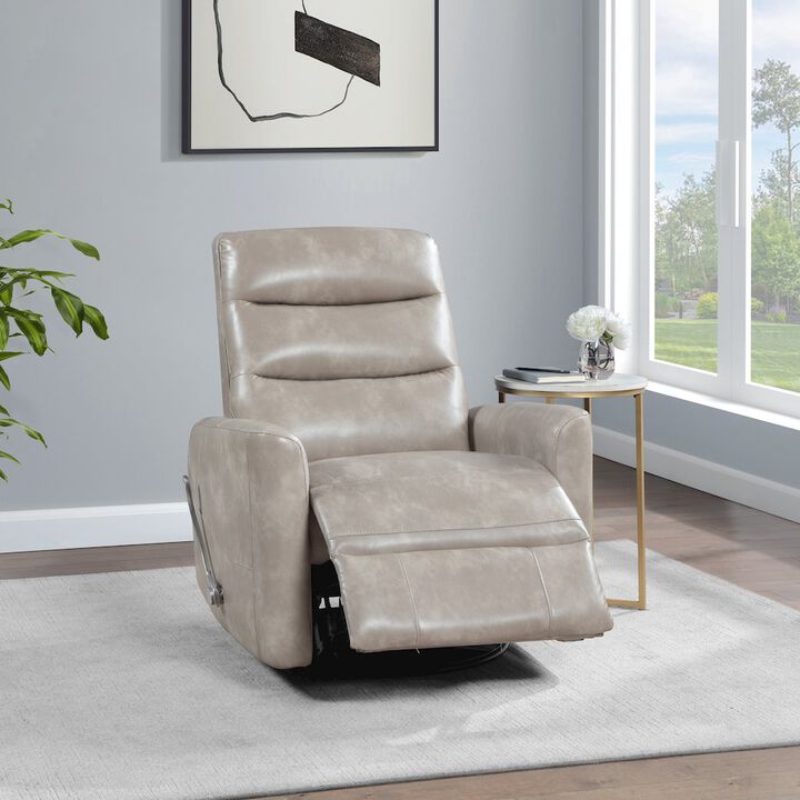 New Classic Furniture Takami Faux Leather Swivel Recliner, Gray