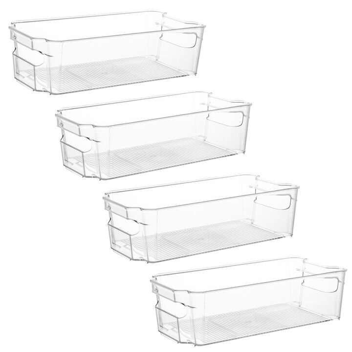 12.5 x 6 Acrylic Fridge Organizer Bin - 4 Pack Kitchen Pantry Stackable Storage Bin