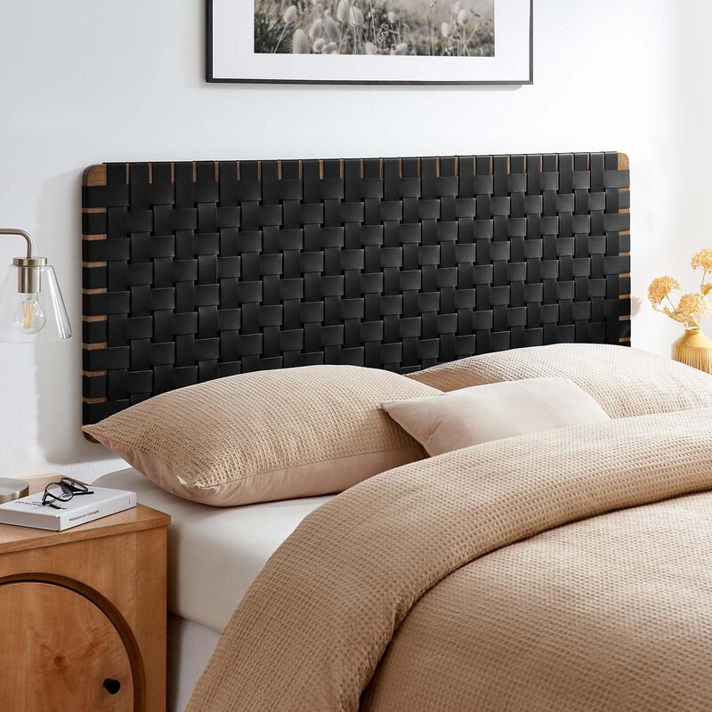 Sparta Weave Wall-Mount Vegan Leather Queen Headboard image number 1