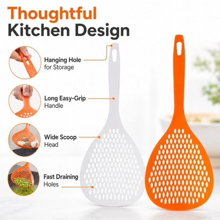 Pack of 2 Long Handle Scoop Colander Strainers