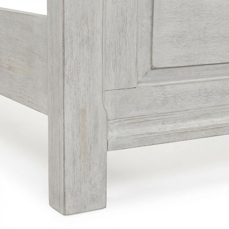 King Headboard Antique White with Tobacco Top Solid Wood Panel Design image number 4