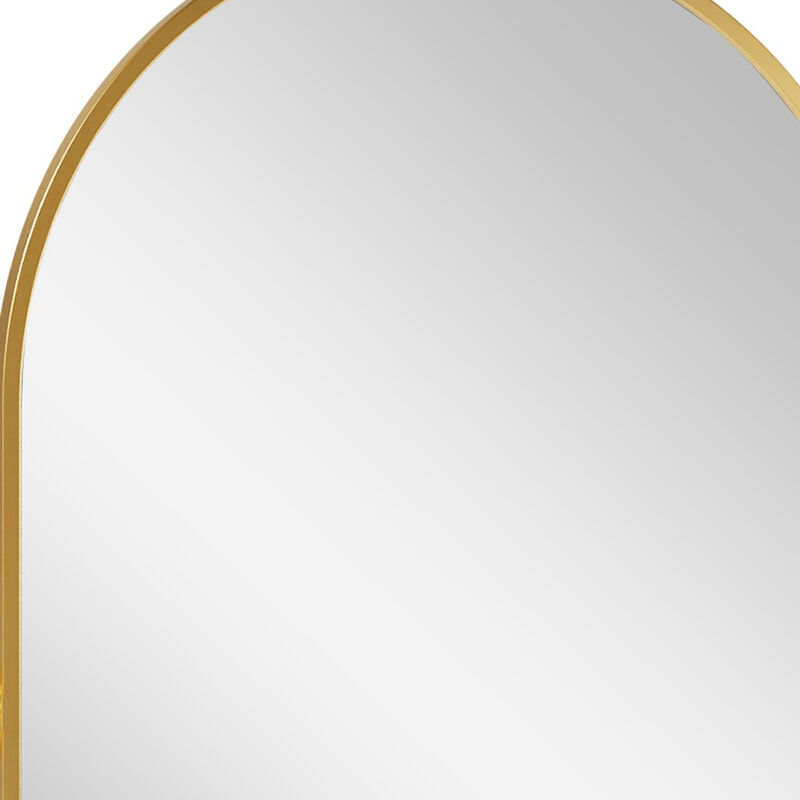 HomeRoots 31" Gold Aluminum Arch Tilting Framed Accent Mirror image number 3