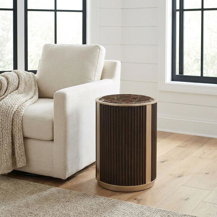 Michael Amini West Kensington Chairside Table - Medium Espresso