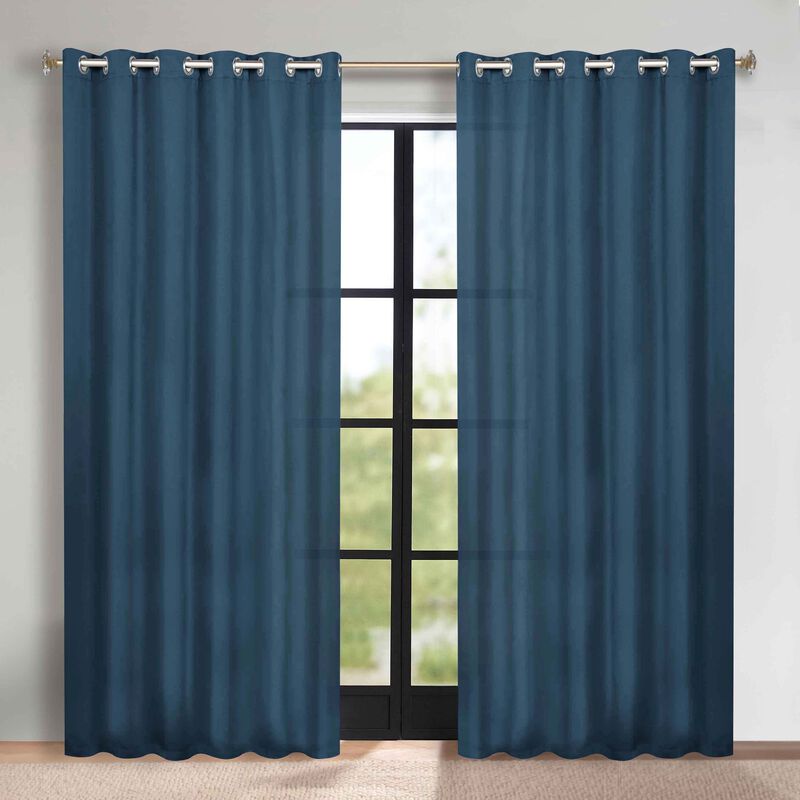 Modern Solid Blackout Curtain Panels Set of 2 Room Darkening Drapes image number 1