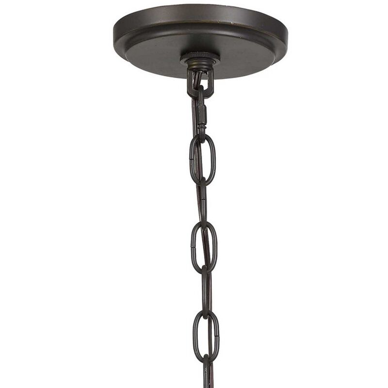 Metal Chandelier with 4 Candelabra Holders, Black and Gold - Benzara