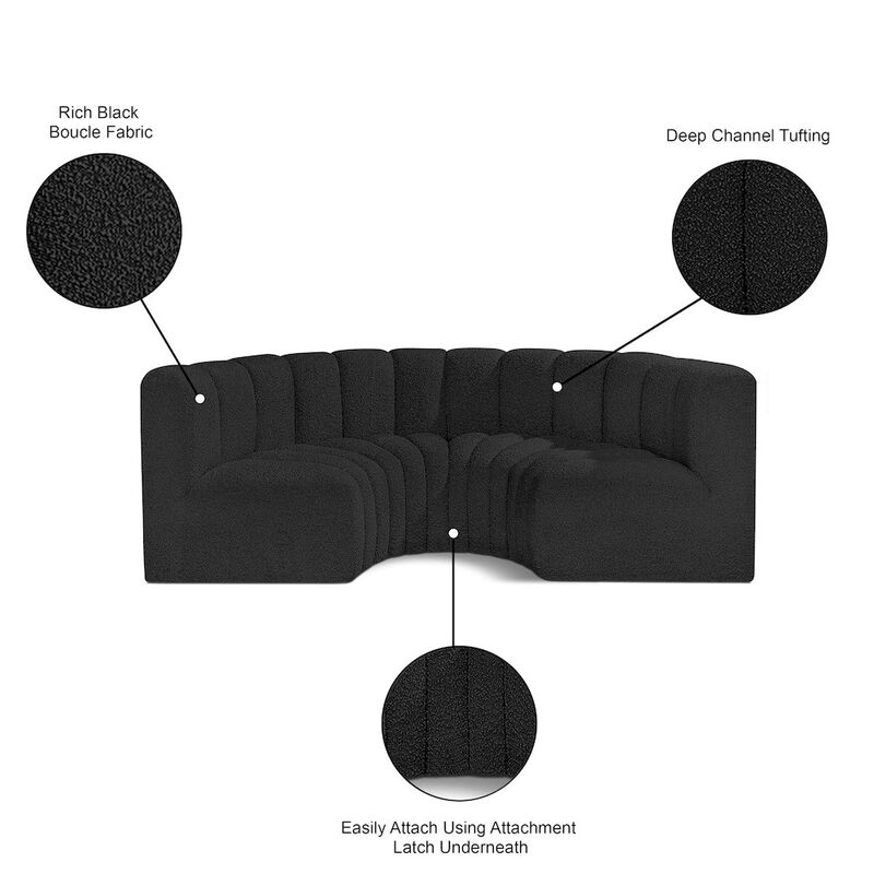 Meridian Furniture Arc Black Boucle Fabric Modular Sofa