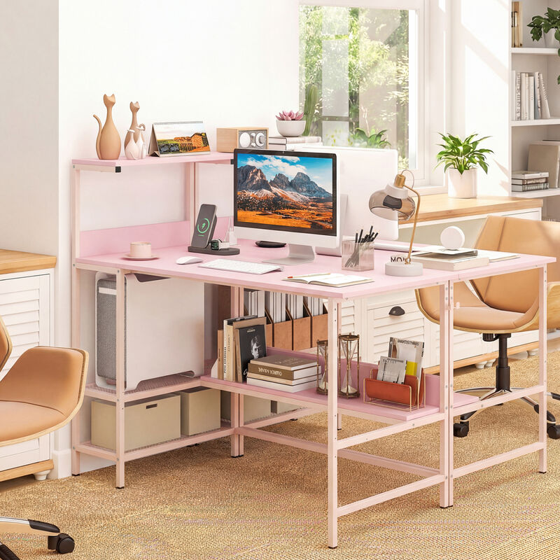 Computer Desk with Built In Power Outlets and Shelves for Home Office image number 1