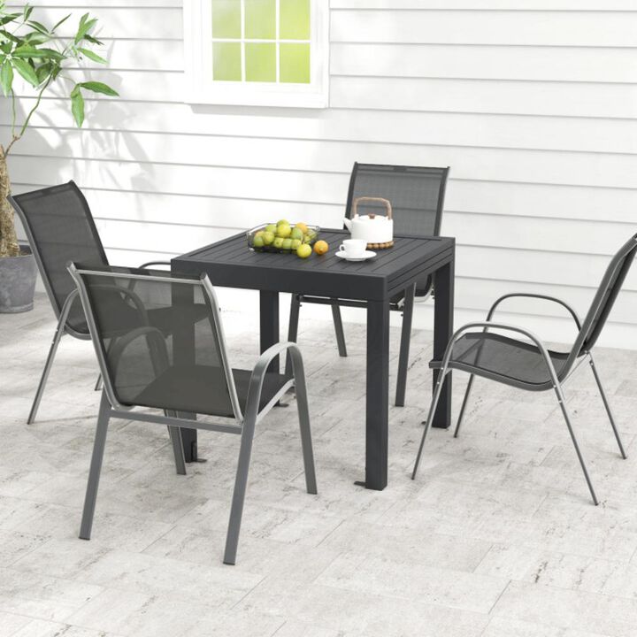 Hivvago Outdoor Dining Table Set with Extendable Aluminum Table and 4 Stackable Chairs