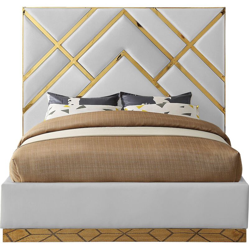Meridian Furniture Vector White Vegan Leather Queen Bed