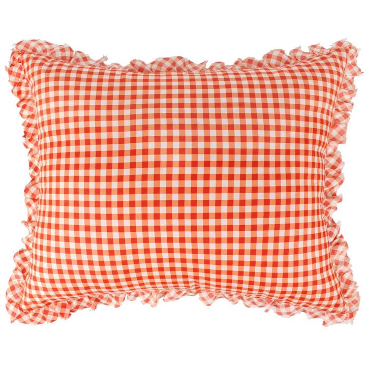 Greenland Home Wheatly Farmhouse Gingham Quilted Pillow Sham, King 20x36-inch, with Ruffle Trim