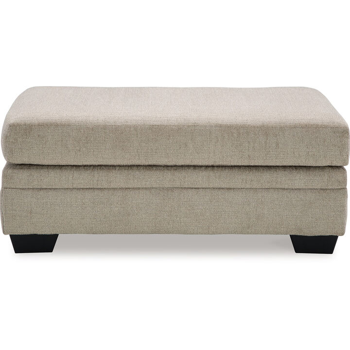 Ead Ottoman Bench, 44 Inch Soft Taupe Brown Polyester, Faux Wood Legs