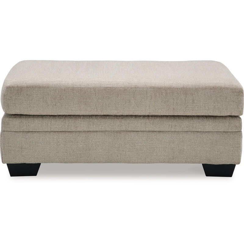 Ead Ottoman Bench, 44 Inch Soft Taupe Brown Polyester, Faux Wood Legs