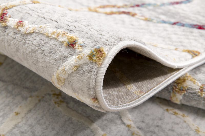 Rug Branch Lunara Contemporary Abstract Grey Red Indoor Doormat Rug