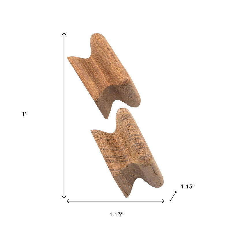 HomeRoots Set of Two Brown Wood Square Drawer Pull Knobs image number 6