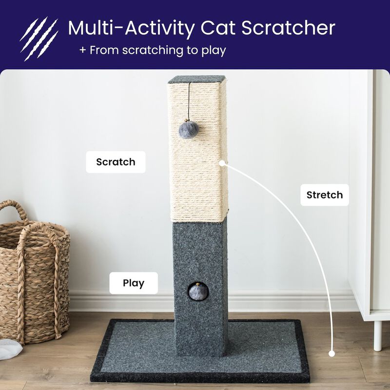 Catry Minimalist Natural Sisal Cat Scratching Post with Peek-a-Boo Ball Toy