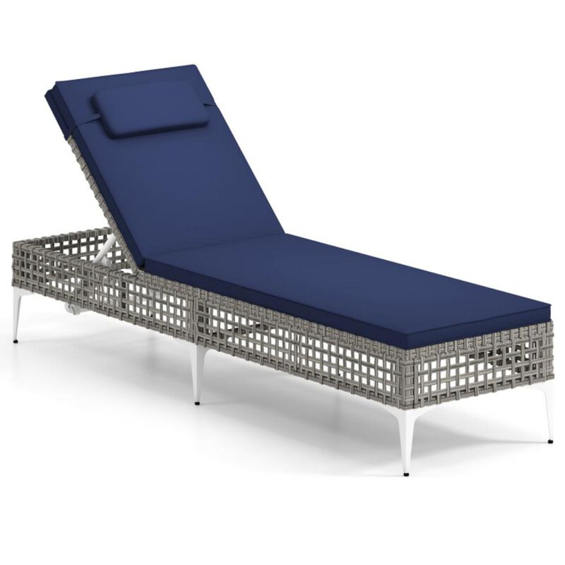 Hivvago Patio Chaise Lounge Chair with 6-Level Adjustable Backrest and Headrest for Poolside