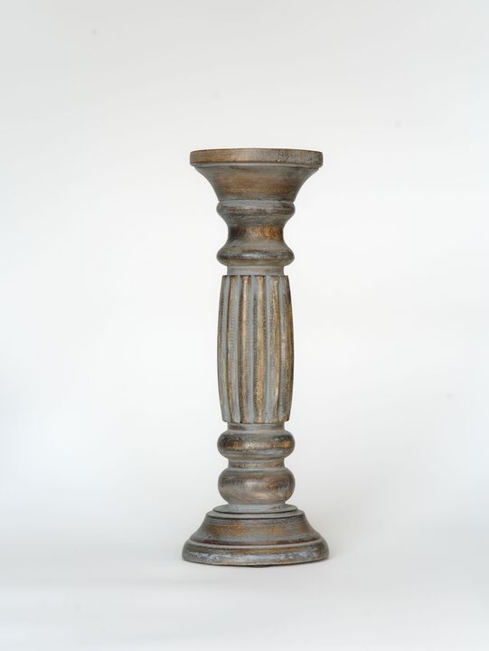 Traditional Antique Dusk Eco-friendly Handmade Mango Wood Set Of Three 6",9" & 12" Pillar Candle Holder