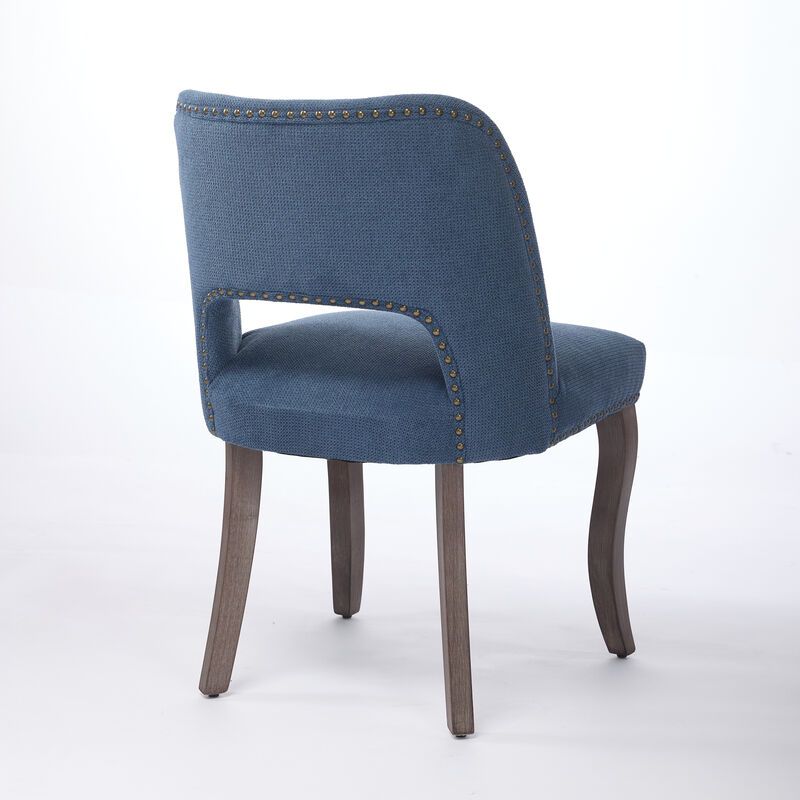 GOODSILO Modern Fabric Upholstered Dining Chairs Set of 2 with Curved Backrest and Solid Wood Legs for Comfortable Seating in Dining Spaces image number 6