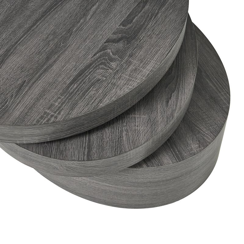 Contemporary Oval Rotating Coffee Table, Dark Grey Modern Living Room Table image number 4