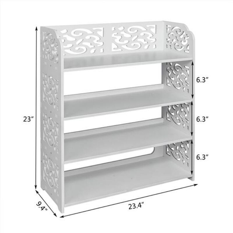 Four-Tier Carved Shoe Rack – Elegant and Space-Saving Shoe Storage Solution