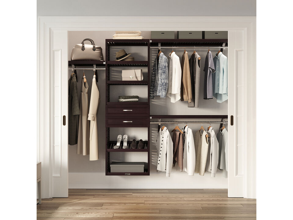 Solid Wood Reach-In Closet Organizer with 2 Drawers