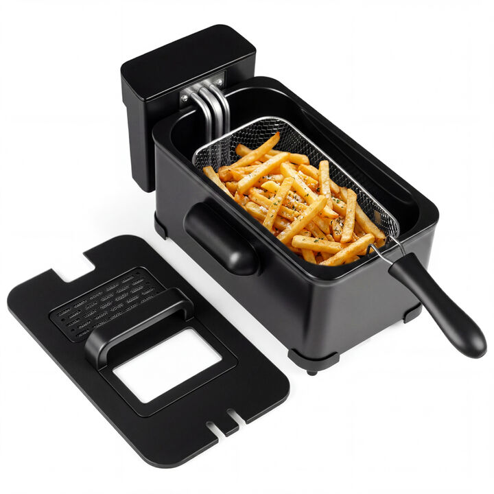 Electric Deep Fryer with Touchscreen Controls 1700W Power and Enamel Oil Tank