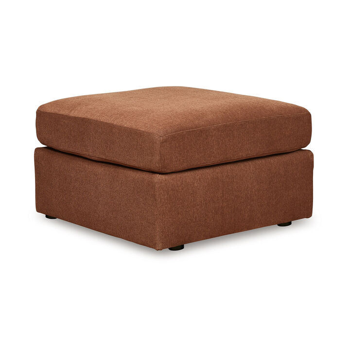 Meso Oversized Square Ottoman, Spice Orange Nuvella Polyester, 32 Inch - Benzara