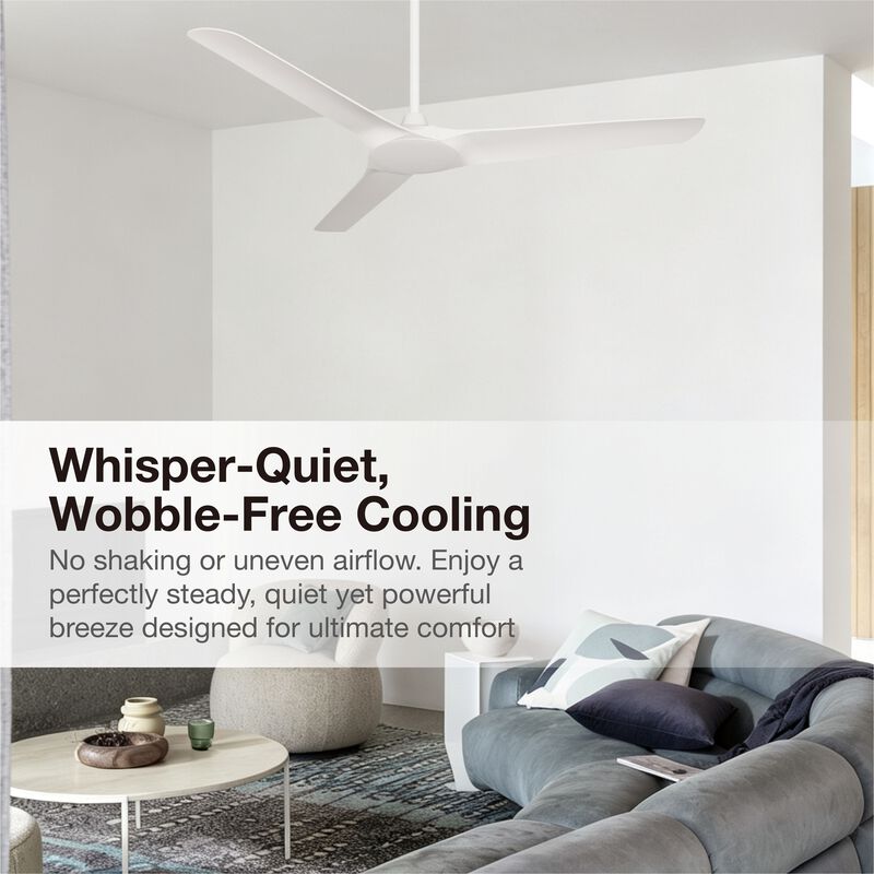 Lucci Air Abyss 56" Outdoor Ceiling Fan with Remote, IP66 Wet Rated Modern White Ceiling Fan with Remote Control, Energy Efficient DC Motor image number 4