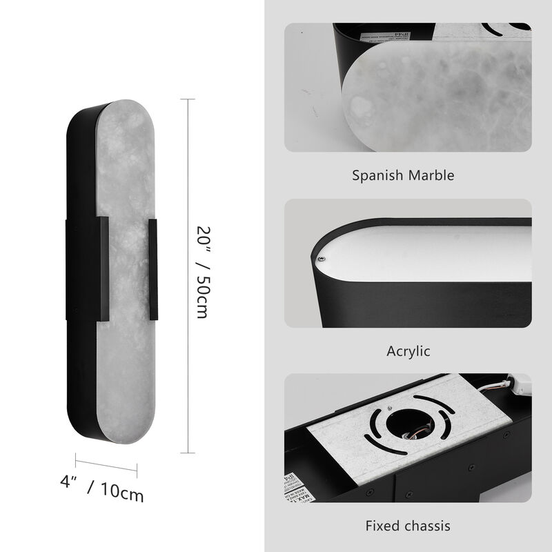 3.5 in. 1-Light LED Wall Sconce with Stone Shade (Set of 2) image number 5