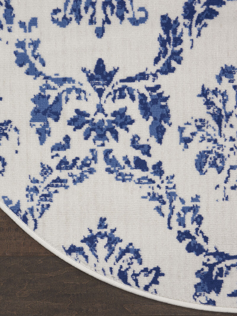 Whimsicle WHS01 Ivory/Navy 5' x Round Rug