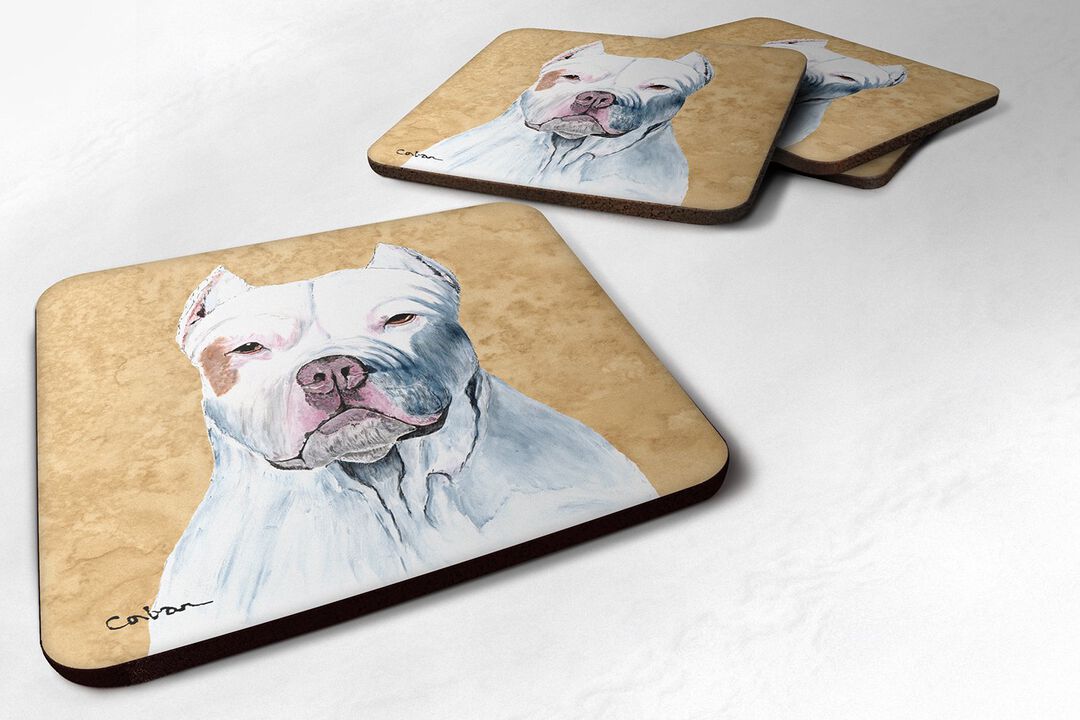 Caroline's Treasures SC9130FC Pit Bull Foam Coasters (Set of 4), 3.5 H x 3.5 W, Multicolor