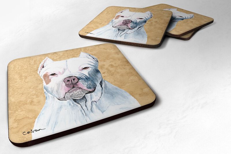 Caroline's Treasures SC9130FC Pit Bull Foam Coasters (Set of 4), 3.5 H x 3.5 W, Multicolor image number 0
