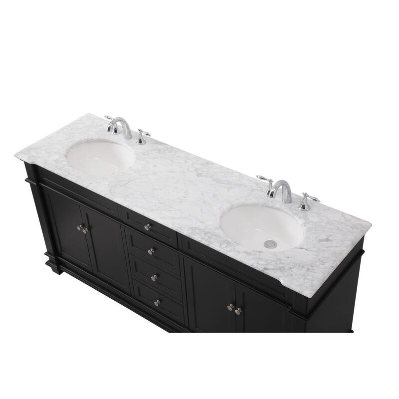 Elegant Kitchen and Bath 72 inch double bathroom vanity set in black