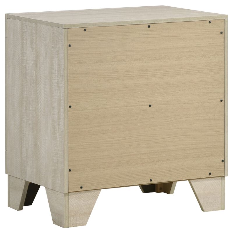 Qanto Rustic Nightstand with 2 Drawers, Chrome Handles, Cream Wood image number 3