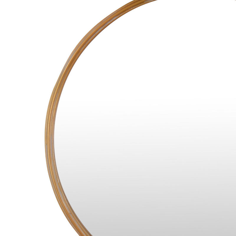 Drek Traditional Round Wall Mirror with Ornate Crest Top, Gold Metal 24x27 image number 5