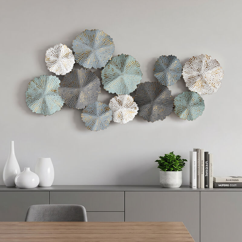 48" Abstract Lotus Metal Floral Wall Art Decor image number 2