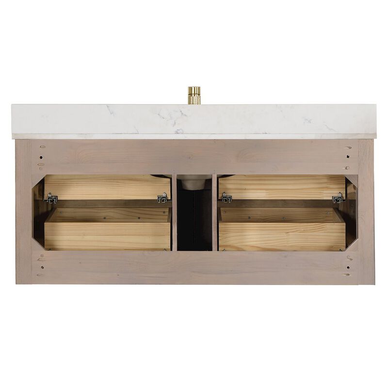 Vinnova Design Cristo 48 Floating Single Bath Vanity in Aged Dark Brown Oak