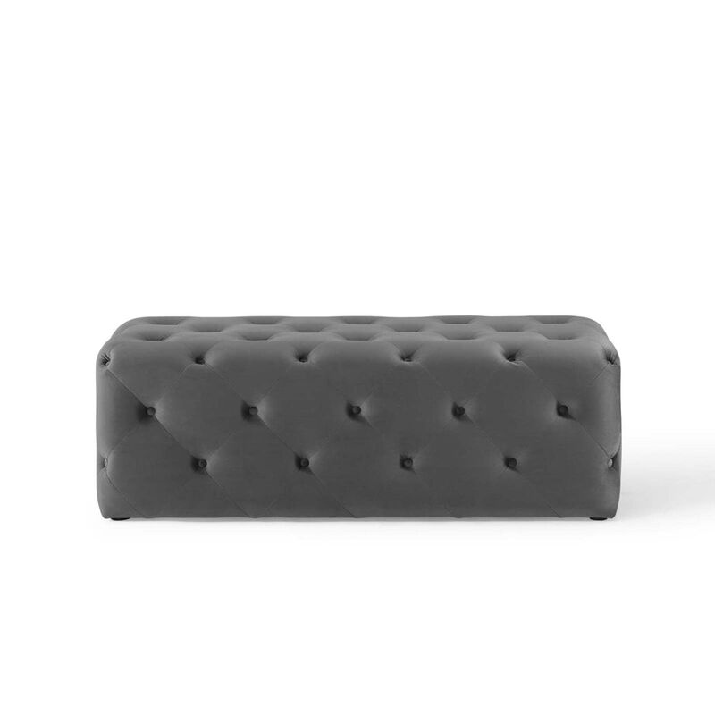 Modway Amour Tufted Performance Velvet Upholstered Entryway Gray, 48" Bench