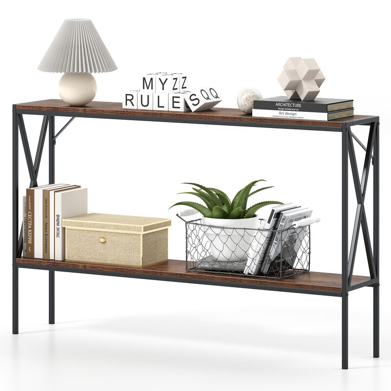 Compact Narrow Console Table with 2-Tier Storage – Entryway or Living Room Furniture