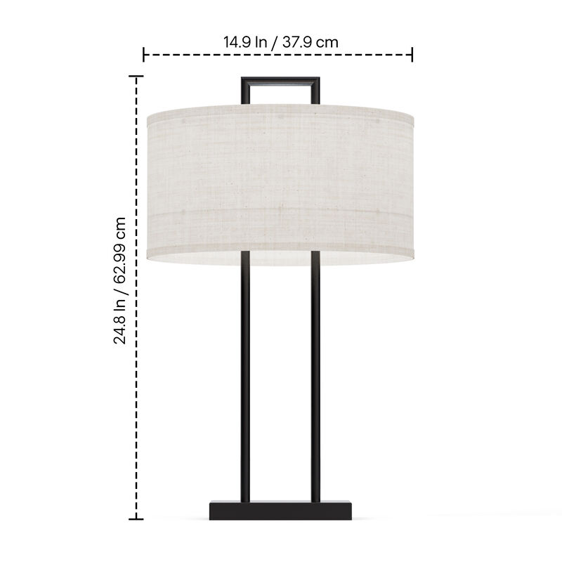 Modern Structure Table Lamp with Textured Shade - 25 in. - E26 Bulb Compatible - Chic Design