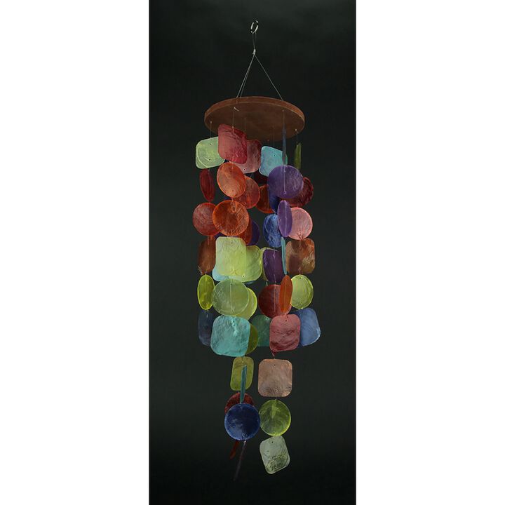 Set Of Two 26 Inch Long Capiz Shell Hanging Wind Chimes