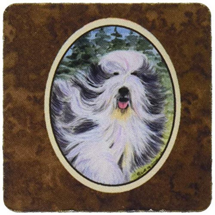 Caroline's Treasures SS8037FC Bearded Collie Foam Coasters (Set of 4), 3.5 H x 3.5 W, Multicolor