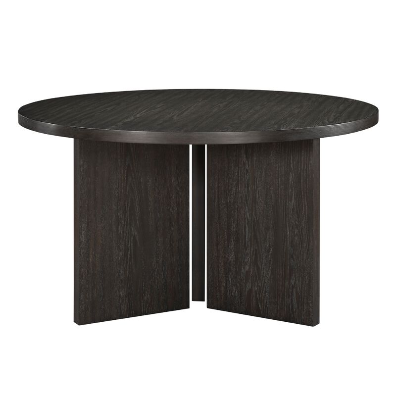 Mez Dining Table, 54 Inch Circular Top, Pedestal Base, Ebony Black image number 1