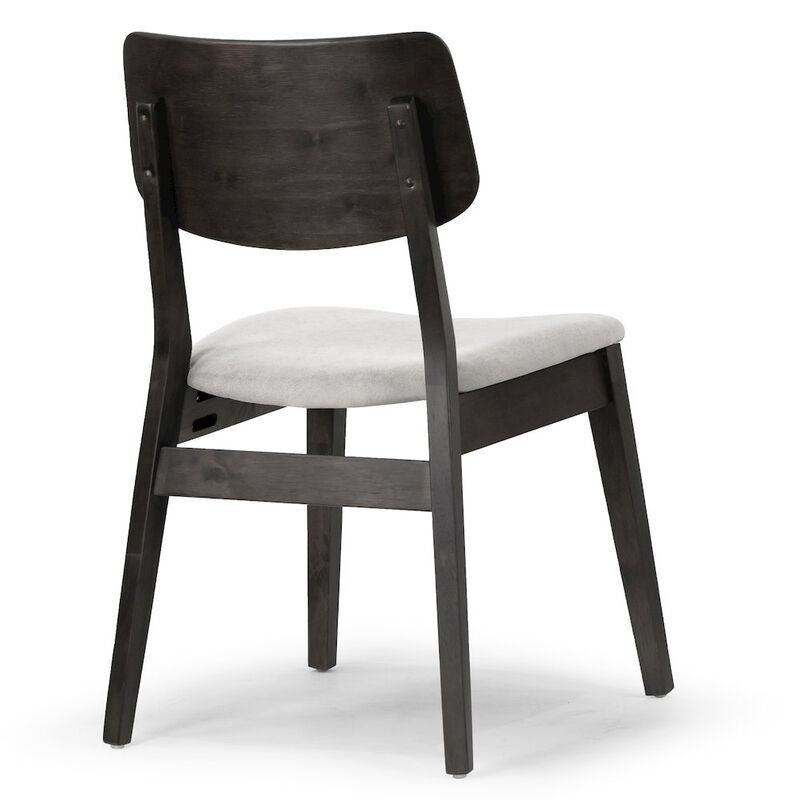 Glamour Home Set of 2 Astin Black Wood Chair with Light Gray Fabric Seat