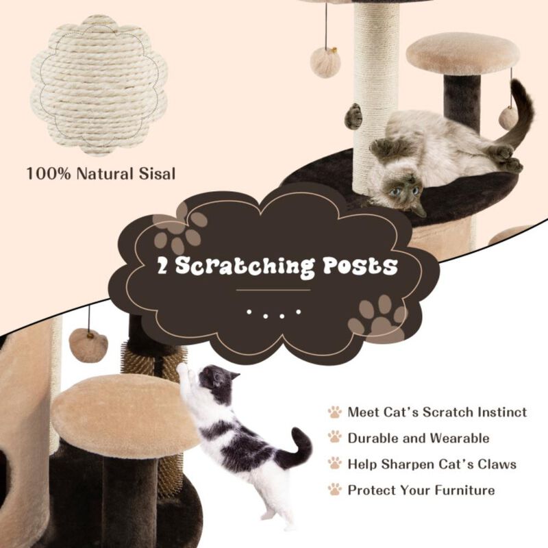 Hivvago 40 Inch Cat Tree Tower MultiLevel Activity Tree with 2Tier