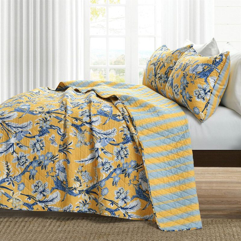 Polyester Peacock Bedding Set &ndash; Lightweight 3-PC Quilt Ensemble